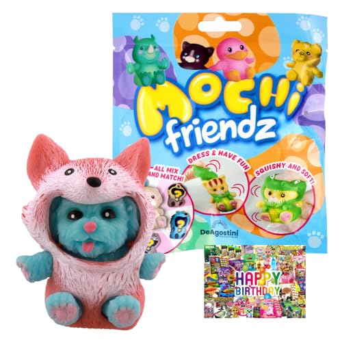 STRONCARD Bundle mit DeAgostini Mochi Friendz Sammelfiguren mit Wendekostüm Figur - Auswahl - Exklusive Geburtstagskarte (Figur Leery) von STRONCARD