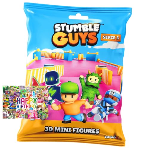STRONCARD Bundle mit Stumble Guys 3D Sammelfiguren Serie 3 - Chrome Crystal - Auswahl + Exklusive Geburtstagskarte (1 Tüte) von STRONCARD