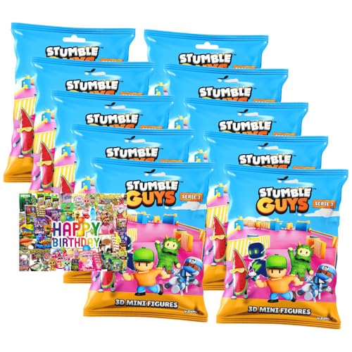 STRONCARD Bundle mit Stumble Guys 3D Sammelfiguren Serie 3 - Chrome Crystal - Auswahl + Exklusive Geburtstagskarte (10 Tüten) von STRONCARD