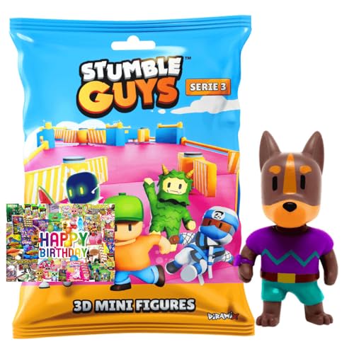 STRONCARD Bundle mit Stumble Guys 3D Sammelfiguren Serie 3 - Chrome Crystal - Auswahl + Exklusive Geburtstagskarte (Figur 20. Woofer) von STRONCARD