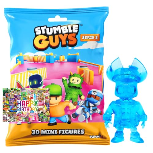 STRONCARD Bundle mit Stumble Guys 3D Sammelfiguren Serie 3 - Chrome Crystal - Auswahl + Exklusive Geburtstagskarte (Figur 24. Capt Diamond (Crystal) Heart) von STRONCARD