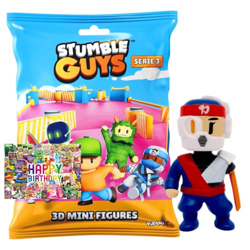 STRONCARD Bundle mit Stumble Guys 3D Sammelfiguren Serie 3 - Chrome Crystal - Auswahl + Exklusive Geburtstagskarte (Figur 5. Oni) von STRONCARD