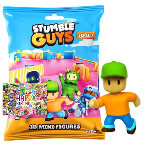 STRONCARD Bundle mit Stumble Guys 3D Sammelfiguren Serie 3 - Chrome Crystal - Figur 11. Mr Stumble + Exklusive Geburtstagskarte von STRONCARD