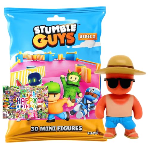STRONCARD Bundle mit Stumble Guys 3D Sammelfiguren Serie 3 - Chrome Crystal - Figur 2. Tanner + Exklusive Geburtstagskarte von STRONCARD