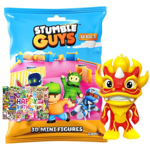 STRONCARD Bundle mit Stumble Guys 3D Sammelfiguren Serie 3 - Chrome Crystal - Figur 8. Nian Beast + Exklusive Geburtstagskarte von STRONCARD