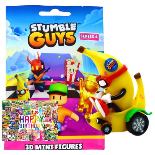 STRONCARD Bundle mit Stumble Guys 3D Sammelfiguren Serie 4 - Chrome - Figur 15. Peel Out + Exklusive Geburtstagskarte von STRONCARD