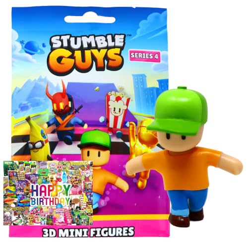 STRONCARD Bundle mit Stumble Guys 3D Sammelfiguren Serie 4 - Chrome Figur - Auswahl + Exklusive Geburtstagskarte (Figur 1. Mr Stumble) von STRONCARD