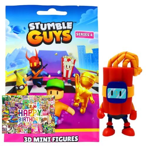 STRONCARD Bundle mit Stumble Guys 3D Sammelfiguren Serie 4 - Chrome Figur - Auswahl + Exklusive Geburtstagskarte (Figur 10. Nitro McBoomyson) von STRONCARD