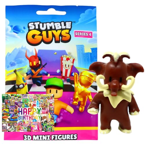 STRONCARD Bundle mit Stumble Guys 3D Sammelfiguren Serie 4 - Chrome Figur - Auswahl + Exklusive Geburtstagskarte (Figur 12. Wooly) von STRONCARD