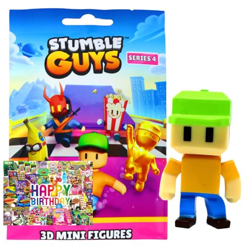 STRONCARD Bundle mit Stumble Guys 3D Sammelfiguren Serie 4 - Chrome Figur - Auswahl + Exklusive Geburtstagskarte (Figur 17. Pixel Guy) von STRONCARD