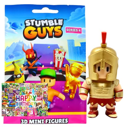 STRONCARD Bundle mit Stumble Guys 3D Sammelfiguren Serie 4 - Chrome Figur - Auswahl + Exklusive Geburtstagskarte (Figur 18. Maximus) von STRONCARD