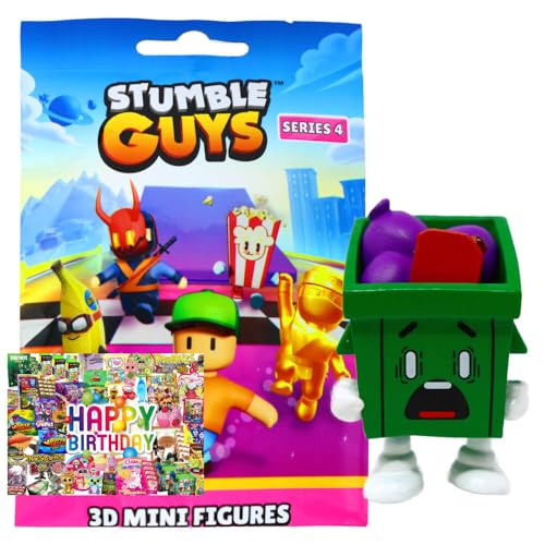 STRONCARD Bundle mit Stumble Guys 3D Sammelfiguren Serie 4 - Chrome Figur - Auswahl + Exklusive Geburtstagskarte (Figur 19. Hot Trash) von STRONCARD