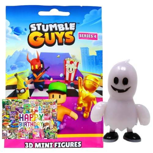 STRONCARD Bundle mit Stumble Guys 3D Sammelfiguren Serie 4 - Chrome Figur - Auswahl + Exklusive Geburtstagskarte (Figur 25. Dead Fred (Glow in The Dark)) von STRONCARD