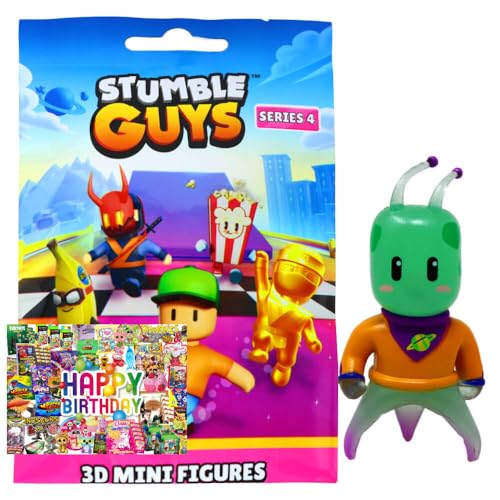 STRONCARD Bundle mit Stumble Guys 3D Sammelfiguren Serie 4 - Chrome Figur - Auswahl + Exklusive Geburtstagskarte (Figur 26. Zaarkan The Destroyer (Glow in The Dark)) von STRONCARD