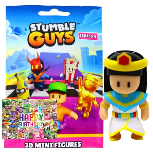 STRONCARD Bundle mit Stumble Guys 3D Sammelfiguren Serie 4 - Chrome Figur - Auswahl + Exklusive Geburtstagskarte (Figur 4. Cleopatra) von STRONCARD