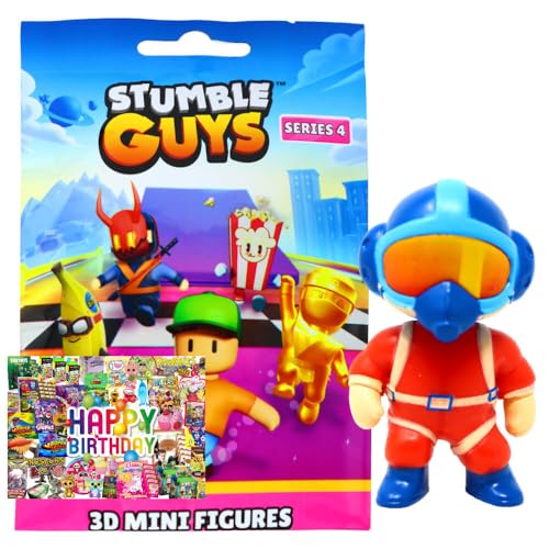 STRONCARD Bundle mit Stumble Guys 3D Sammelfiguren Serie 4 - Chrome Figur - Auswahl + Exklusive Geburtstagskarte (Figur 5. Bogey) von STRONCARD