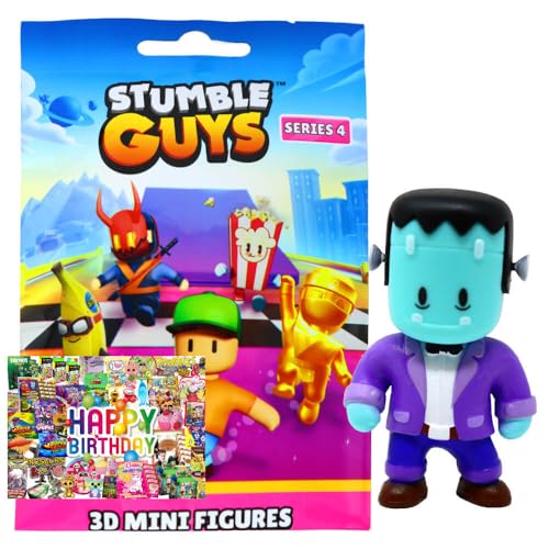 STRONCARD Bundle mit Stumble Guys 3D Sammelfiguren Serie 4 - Chrome Figur - Auswahl + Exklusive Geburtstagskarte (Figur 6. Stumblestein) von STRONCARD