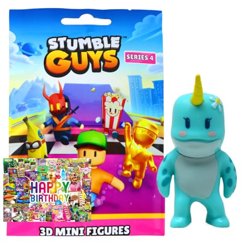 STRONCARD Bundle mit Stumble Guys 3D Sammelfiguren Serie 4 - Chrome Figur - Auswahl + Exklusive Geburtstagskarte (Figur 7. Narwhal) von STRONCARD