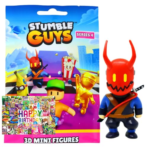 STRONCARD Bundle mit Stumble Guys 3D Sammelfiguren Serie 4 - Chrome Figur - Auswahl + Exklusive Geburtstagskarte (Figur 8. Onijutsu) von STRONCARD