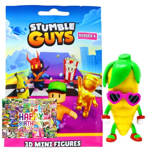 STRONCARD Bundle mit Stumble Guys 3D Sammelfiguren Serie 4 - Chrome Figur - Auswahl + Exklusive Geburtstagskarte (Figur 9. Corn) von STRONCARD