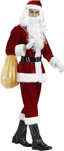 STRTG Weihnachtsmann-Kostüm-Zubehör, Weihnachtsmann-Kostüm, 9Er-Pack, Professioneller Deluxe-Weihnachtsmann-Kostüm, Weihnachtsmann-Anzug A,XXL von STRTG