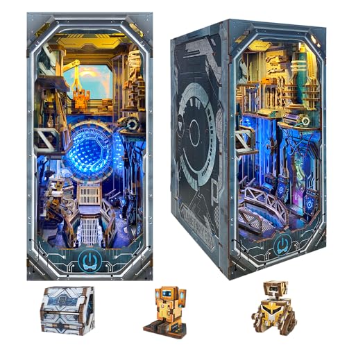 Cyberpunk DIY Book Nook Kit, DIY Puppenhausmodell, 3D-Holzpuzzles mit LED, Buchstütze, Bücherregal-Einsatz, coole Geburtstags-Oster-Ideen für Erwachsene, Teenager, Familie (Planetary Era) von STRUCWOOD