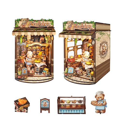 DIY Book Nook Kit, Miniatur-Puppenhaus-Kit, 3D-Puzzle, Mini-Buchstütze, Bücherregal, Dekoration, Geschenke für Erwachsene und Jugendliche – Bärenbäckerei (SQ-65) von STRUCWOOD