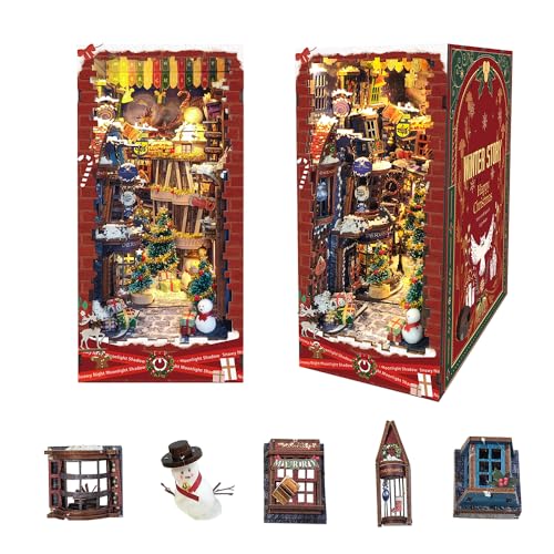 DIY Book Nook Kit, Weihnachten Stil DIY Spielzeug Haus Buch Nook Bücherregal Einsatz Dekoration, 3D Holzpuzzle mit LED Staubschutz, Book Nook Mini Kit, Teenager Geburtstag Weihnachten Erwachsene Home DIY Book Nook Kit, Weihnachten Stil DIY Spielzeug Haus Buch Nook Bücherregal Einsatz Dekoration, 3D Holzpuzzle mit LED Staubschutz, Book Nook Mini Kit, Teenager Geburtstag Weihnachten Erwachsene Home von STRUCWOOD