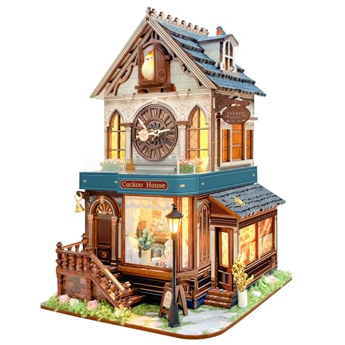 STRUCWOOD Miniaturhaus-Set - Tiny House Kit DIY Holz Puppenhaus Kit für Erwachsene Teen 3D Book Nook Bücherregal Dekoration Handwerk Mini Modell Kit mit 3-Modi-Touch-Schalter - Kuckuckshaus (SQ-61) von STRUCWOOD