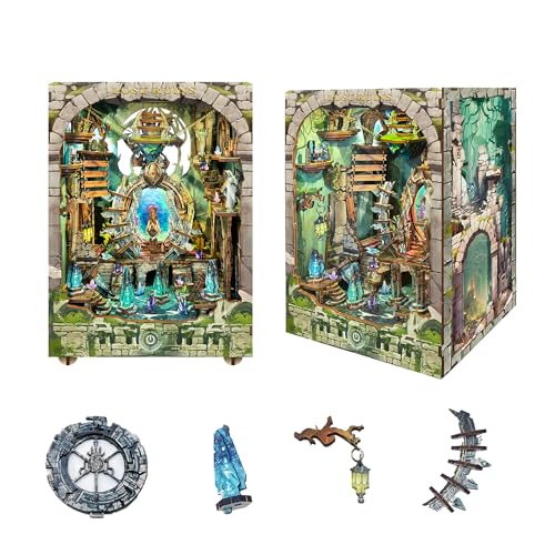 Strucwood Buchregal-Kit - DIY-Miniaturhaus-Kit für Erwachsene und Jugendliche, 3D-Holzpuzzle-Bücherregaldekoration, Buchnische für Erwachsene - Verlorene Ruinen (SQ-30) von STRUCWOOD