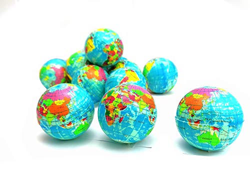 12X FERNWEH Ball Globus Weltkarte Weltkugel Squezzer Stressball Antistressball Streßball Knautschball Wutball Knetball Grimassenball 6cm STUWU von STUWU