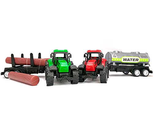 STUWU 2X Traktor Set mit Anhänger je 21 × 5×5 cm Spielzeugtraktor Bauernhof von STUWU