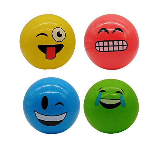 STUWU 4X Kunststoffball LUSTIGE Gesichter 22cm inkl. Ballnadel Fussball Wasserball Gymnastikball versch. Farben … von STUWU