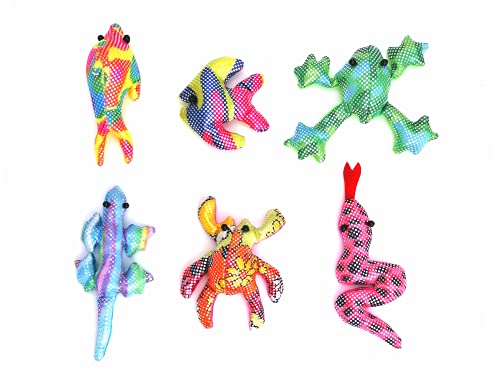 STUWU 6X Sandtiere Sand Tier Sandtiere 7-11 cm Glitzertier Gecko Spinne Delphin Schlange Fisch Eidechse Mitgebsel von STUWU