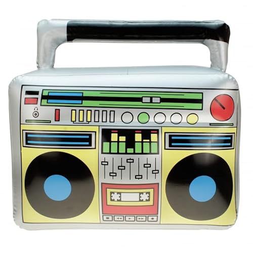STUWU Aufblasbarer Retro Ghettoblaster ca 45 x 42 cm Hip Hop Radio Walkman 80er 90er Outfit Kassetenrekorder Kassetenrecorder Party Accessoires Kostüm Fasching Karneval von STUWU
