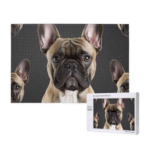 Puzzle Französische Bulldogge, 1000 Teile für Erwachsene, personalisiertes Holzpuzzle, Geschenke, moderne Wohnkultur, Wandkunst für Familie, Hochzeit, Freund von STVYUKL