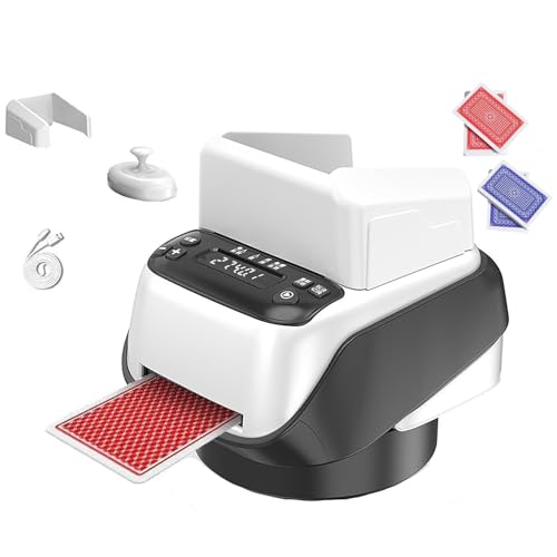 Automatischer Kartenmischer und -händler mit 360-Grad-Drehung, rotierende 2-in-1-Smartcard-Handelsmaschine, wiederaufladbarer, geräuscharmer Kartenmischer mit 4 Decks Kapazität, unterstützt 8 Spieler von STWBHW