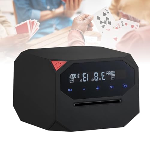 STWBHW Elektrische Kartenmisch- und Kartenspielmaschine, 360° oder 180° drehbare Kartenspielmaschine, for 1–2 Decks, unterstützt 8 Spieler, tragbarer Kartenmischer for Poker, Blackjack, UNO(Black) von STWBHW