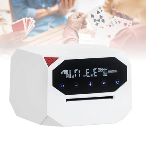 STWBHW Elektrische Kartenmisch- und Kartenspielmaschine, 360° oder 180° drehbare Kartenspielmaschine, for 1–2 Decks, unterstützt 8 Spieler, tragbarer Kartenmischer for Poker, Blackjack, UNO(White) von STWBHW