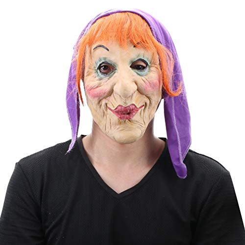 STYLER Hexenmaske für Damen mit Haar und Bandana für Halloween (Orange) von STYLER