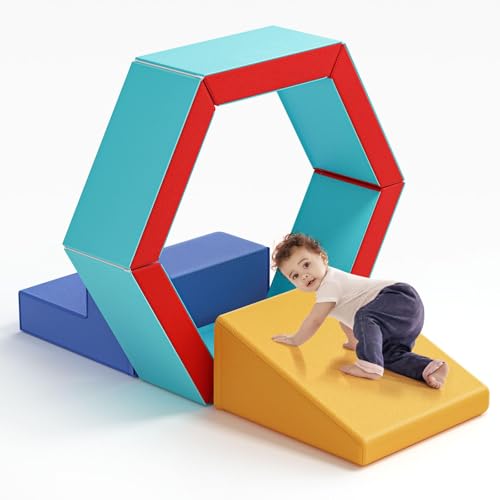 STYPLZ Kinder Schaumstoffbausteine, Indoor-Kletterblöcke, Kinderklettergerüste, Riesenbausteine zum Toben und Klettern, (Baustein-Bällebad-Set – Mehrfarbig) von STYPLZ