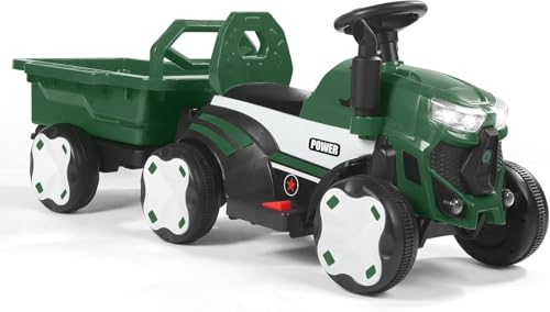 Sicherheits-Upgrade: Kindertraktor mit abnehmbarem Anhänger, Elektrischer Kindertraktor mit Licht, Musik und Kamin, Kinderauto für draußen, Geeignet für Kinder von 3–8 Jahren Sicherheits-Upgrade: Kindertraktor mit abnehmbarem Anhänger, Elektrischer Kindertraktor mit Licht, Musik und Kamin, Kinderauto für draußen, Geeignet für Kinder von 3–8 Jahren von STYPLZ