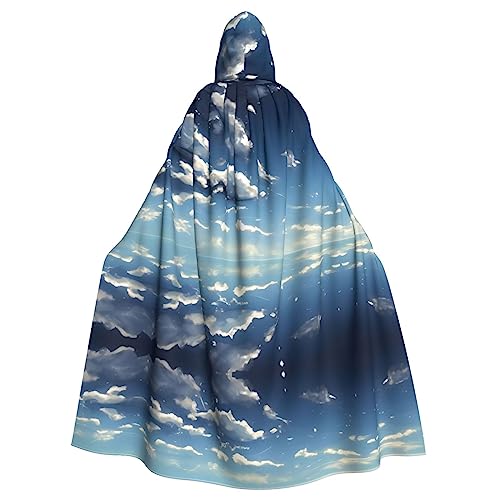 Blauer Himmel und weiße Wolken Halloween Erwachsene Kapuzenumhang Kapuzenmantel Umhang Damen Herren Halloween Dress Up Party Cosplay Kostüme von STejar