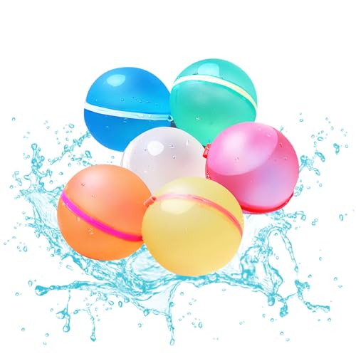 Wasserbomben Wiederverwendbar, SUATK Wiederverwendbare Wasserbomben Magnetisch Selbstschließend Silikon Wasserballons Set für Sommer Wasserspielzeug Kinder Erwachsene Wasserschlachten (6) von SUATK