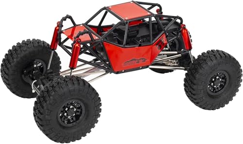 SUAVER 1/10 RC Auto 310mm Radstand Rock Buggy Frame Chassis mit Nylon Tube Roll Cage,Modifizierte Simulation Kletterfahrzeug für 1/10 RC Raupenfahrzeug SCX10 90046 TRX4 (Mit Rädern,Rot) von SUAVER