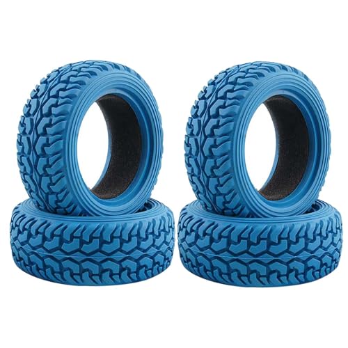 SUAVER 4 Stück 75mm RC Reifen Rallye-Autoreifen aus Gummi,RC Gummireifen für 1:10 RC On Road Car Tamiya HSP HPI Kyosho 1/16 RC Rallye-Auto (Blau) von SUAVER