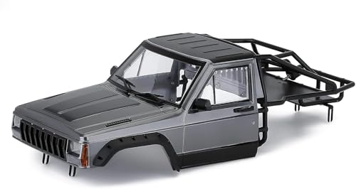 SUAVER RC Crawler Karosserie Kabine & Rückseitenkäfig Car Body Shell für 1/10 RC Crawler Auto TRX4 Axial SCX10 90046 AT4 GEN 8 Scout II (Grau) von SUAVER