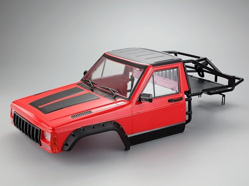 SUAVER RC Crawler Karosserie Kabine & Rückseitenkäfig Car Body Shell für 1/10 RC Crawler Auto TRX4 Axial SCX10 90046 AT4 GEN 8 Scout II (Rot) von SUAVER