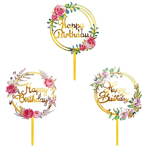 3 Stück Happy Birthday Cake Topper, Geburtstagstortenaufsätze, Geburtstagstortenaufsätze mit mehreren Mustern, Geburtstagstortendekorationen für Geburtstagstortendekoration, Party 3 Stück Happy Birthday Cake Topper, Geburtstagstortenaufsätze, Geburtstagstortenaufsätze mit mehreren Mustern, Geburtstagstortendekorationen für Geburtstagstortendekoration, Party von SUBTAVIK