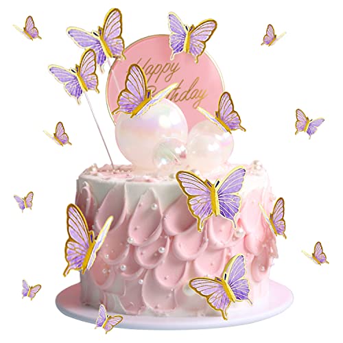 30 Stück Schmetterlings-Kuchendekorationen, Glitzer, 3D-Schmetterlings-Cupcake-Topper, gemischte Größe, Schmetterlings-Cupcake-Topper, lila Schmetterlings-Kuchendekorationen für Wanddekoration 30 Stück Schmetterlings-Kuchendekorationen, Glitzer, 3D-Schmetterlings-Cupcake-Topper, gemischte Größe, Schmetterlings-Cupcake-Topper, lila Schmetterlings-Kuchendekorationen für Wanddekoration von SUBTAVIK